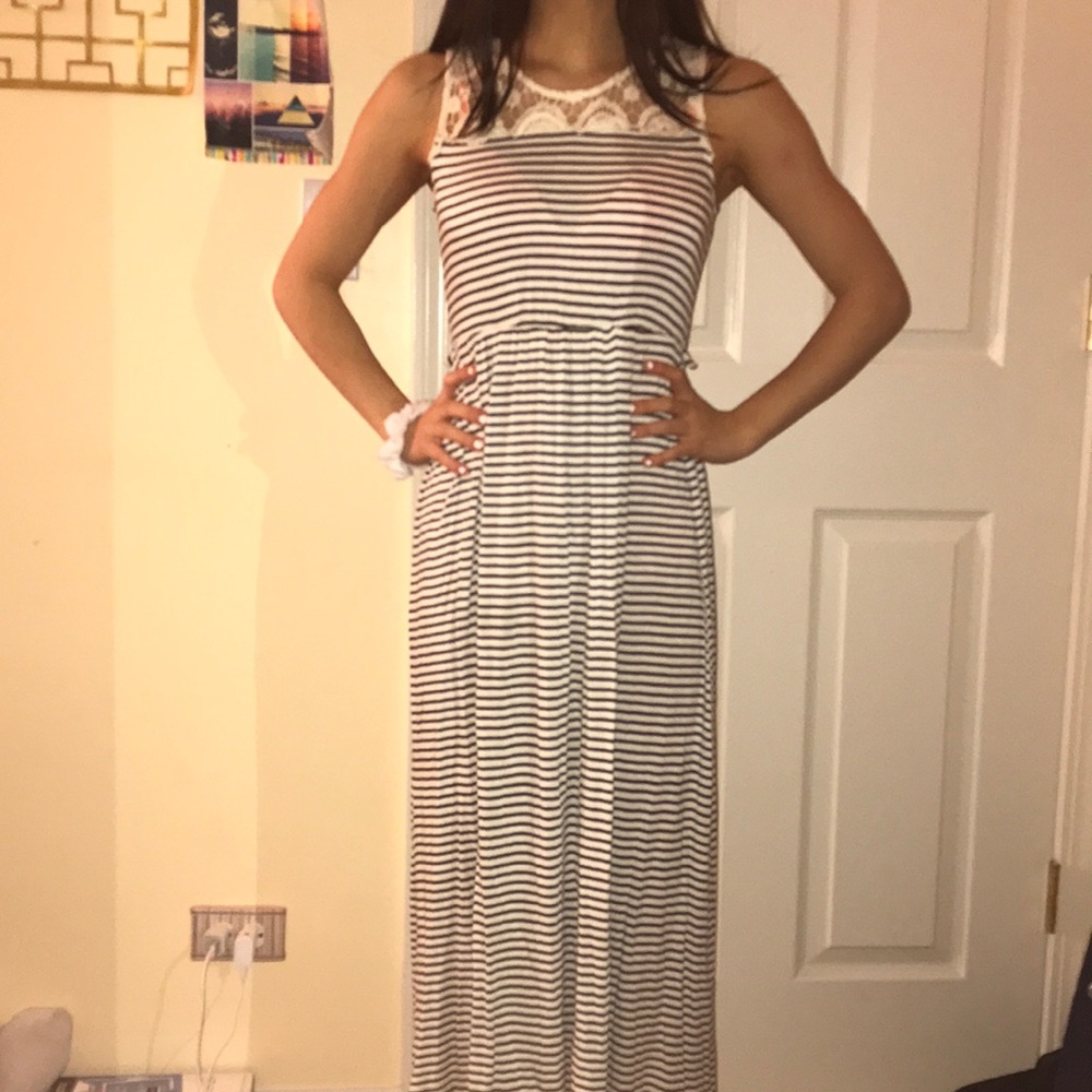 Floor length striped dress